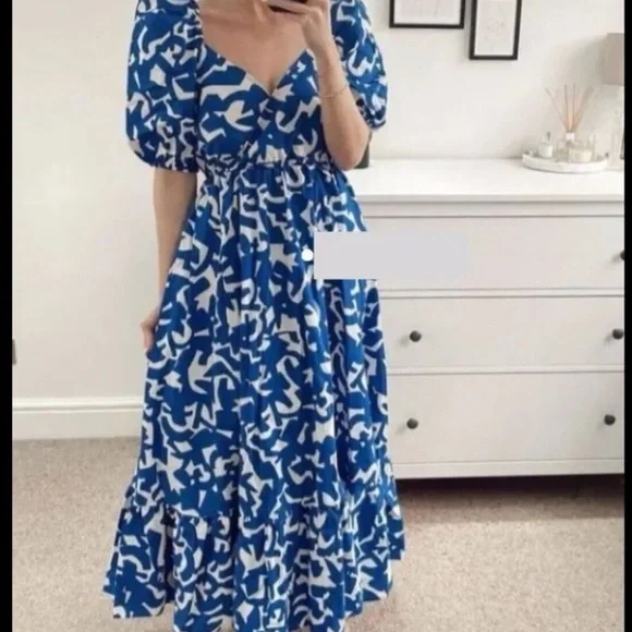 ZARA PRINTED POPLIN DRESS PUFF-SLEEVE Blogger Favorite - Picture 3 of 12